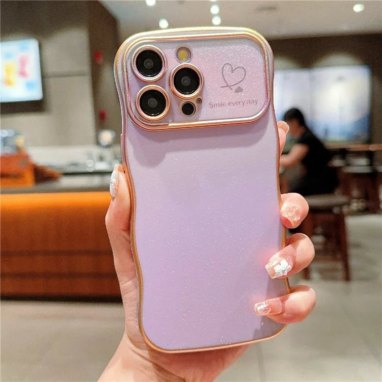 For iPhone 13 Pro Max Case Curly Shape Love Heart TPU Phone Cover Iridescent Gradient