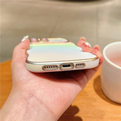 For iPhone 14 Pro Case Curly Shape Love Heart TPU Phone Cover Iridescent Gradient
