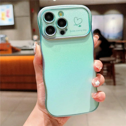 For iPhone 14 Pro Max Case Curly Shape Love Heart TPU Phone Cover Iridescent Gradient