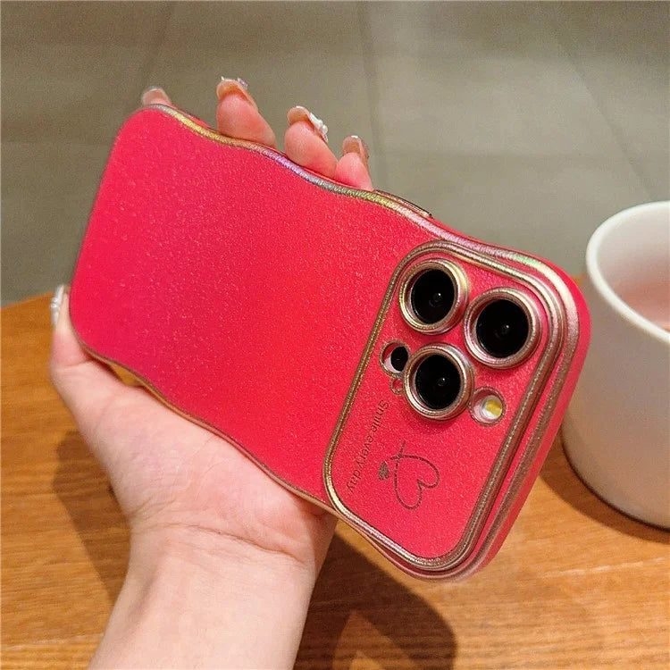 For iPhone 14 Pro Max Case Curly Shape Love Heart TPU Phone Cover Iridescent Gradient