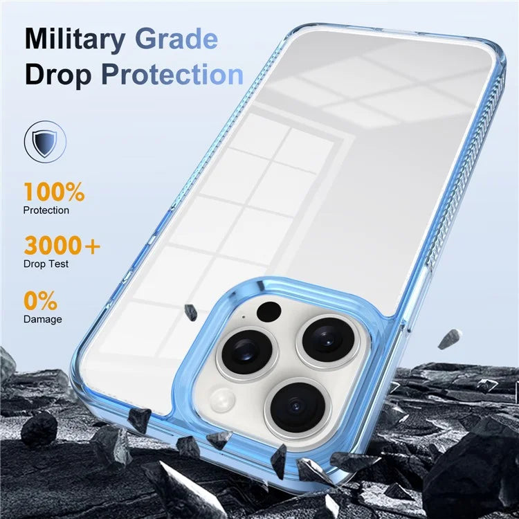 For iPhone 15 Pro Clear Phone Case TPU PC Anti-Slip Drop-Proof Back Cover