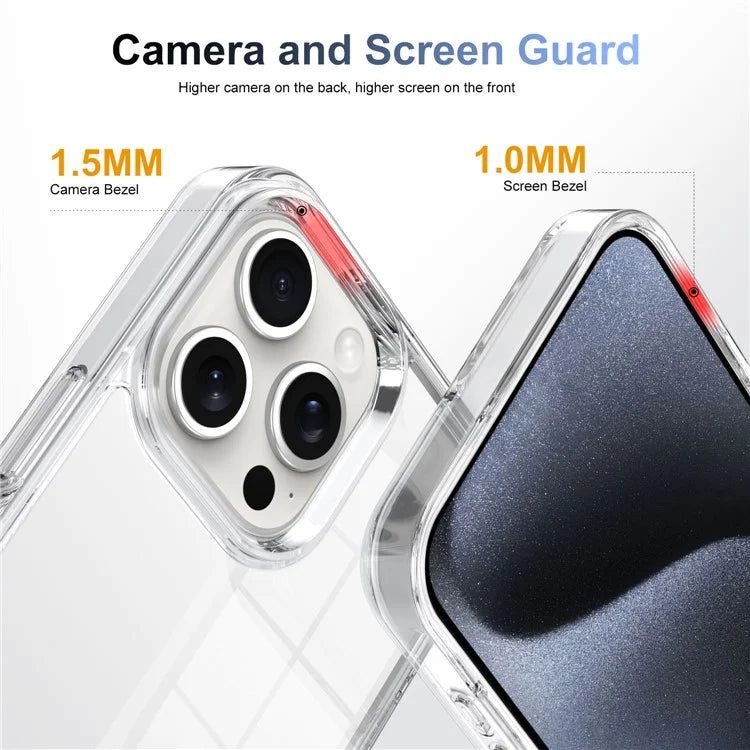 For iPhone 15 Pro Clear Phone Case TPU PC Anti-Slip Drop-Proof Back Cover