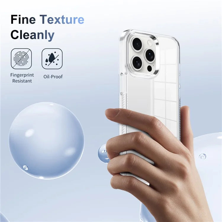 For iPhone 15 Pro Clear Phone Case TPU PC Anti-Slip Drop-Proof Back Cover