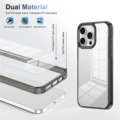For iPhone 15 Pro Max Clear Phone Case TPU PC Anti-Slip Drop-Proof Back Cover