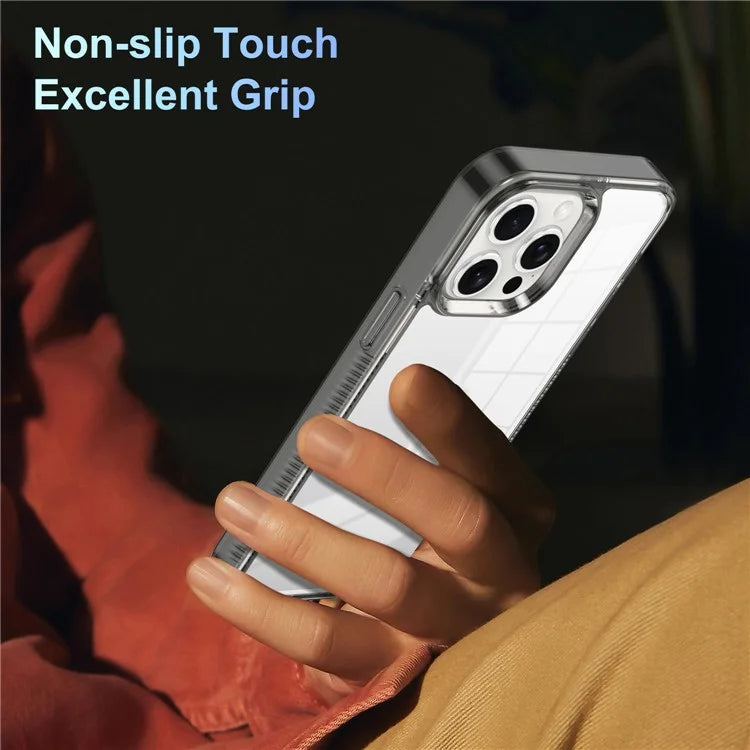 For iPhone 15 Pro Max Clear Phone Case TPU PC Anti-Slip Drop-Proof Back Cover