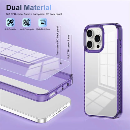 For iPhone 15 Pro Max Clear Phone Case TPU PC Anti-Slip Drop-Proof Back Cover