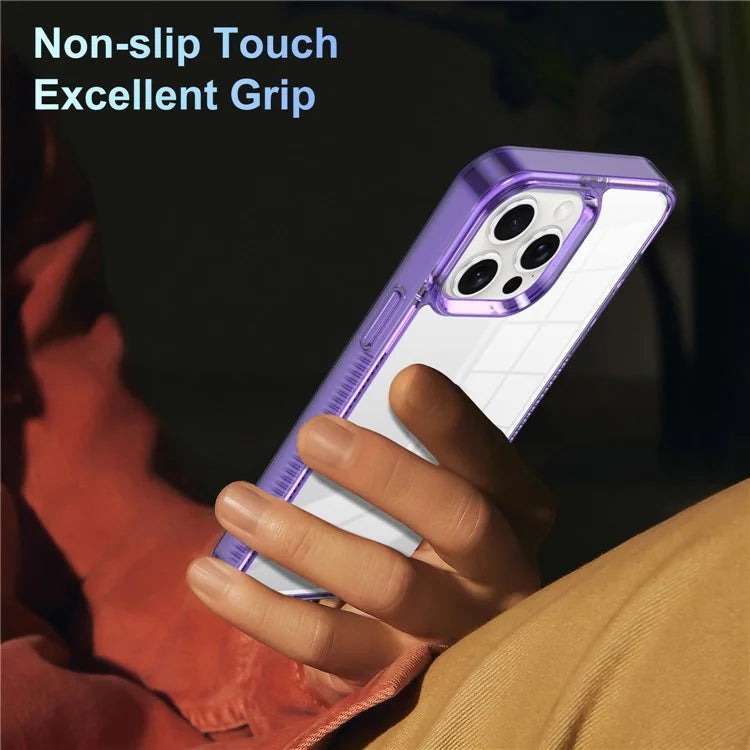 For iPhone 15 Pro Max Clear Phone Case TPU PC Anti-Slip Drop-Proof Back Cover