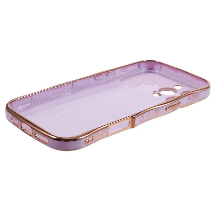 For iPhone 16 Pro Max Case Love Heart Electroplated TPU Phone Cover with Wrist Strap Kickstand