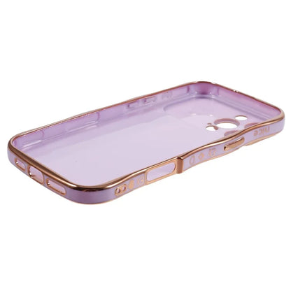 For iPhone 16 Pro Max Case Love Heart Electroplated TPU Phone Cover with Wrist Strap Kickstand