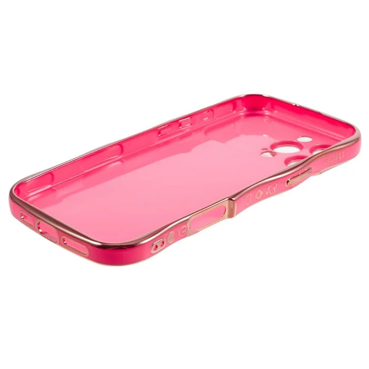 For iPhone 16 Pro Max Case Love Heart Electroplated TPU Phone Cover with Wrist Strap Kickstand