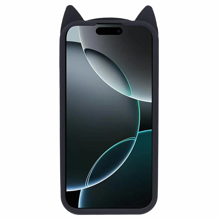 For iPhone 16 Pro Silicone Case 3D Moustache Cat Protective Phone Cover