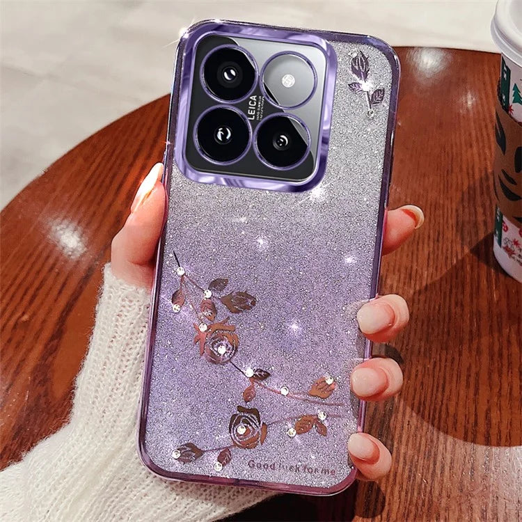 KADEM For Xiaomi 14T Pro Case Flower TPU Flexible Gradient Phone Cover