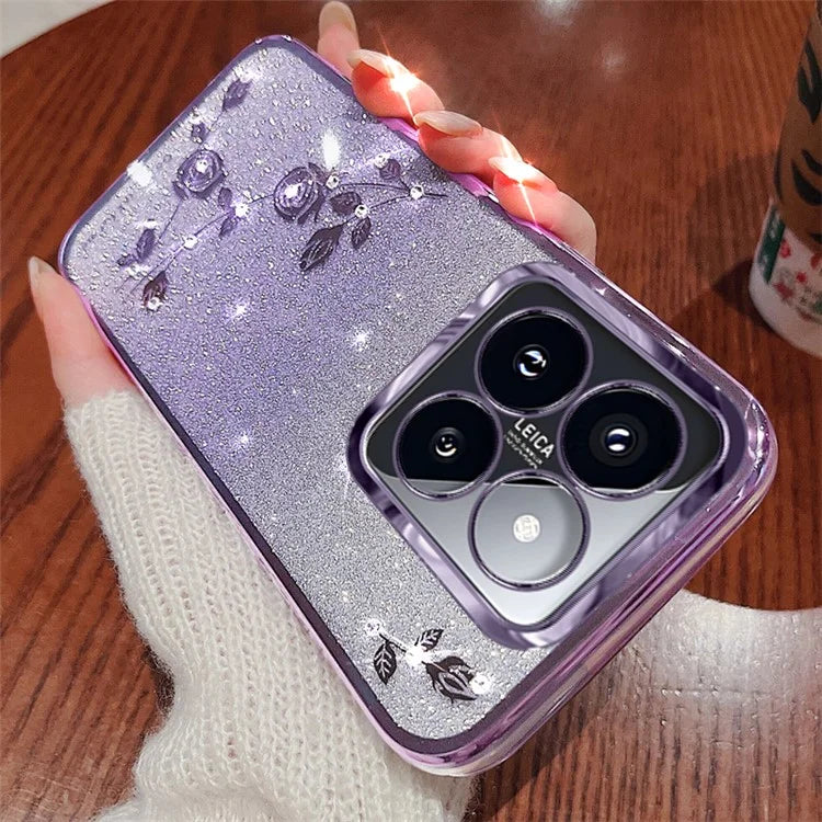 KADEM For Xiaomi 14T Pro Case Flower TPU Flexible Gradient Phone Cover