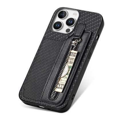 For iPhone 16 Pro Case Leather+PC+TPU Zipper Wallet Phone Shell Back Cover