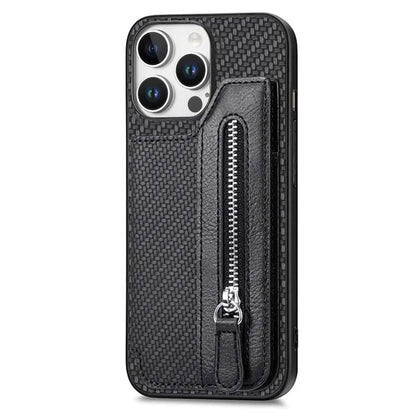 For iPhone 16 Pro Case Leather+PC+TPU Zipper Wallet Phone Shell Back Cover