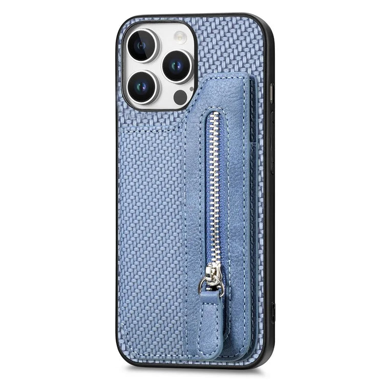 For iPhone 16 Pro Case Leather+PC+TPU Zipper Wallet Phone Shell Back Cover
