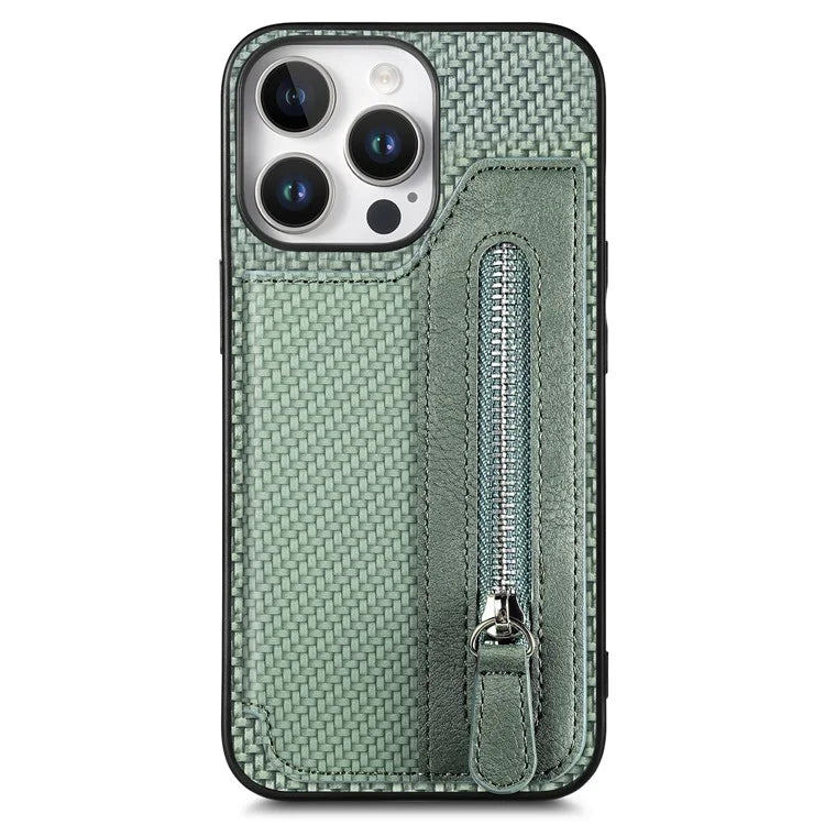 For iPhone 16 Pro Case Leather+PC+TPU Zipper Wallet Phone Shell Back Cover