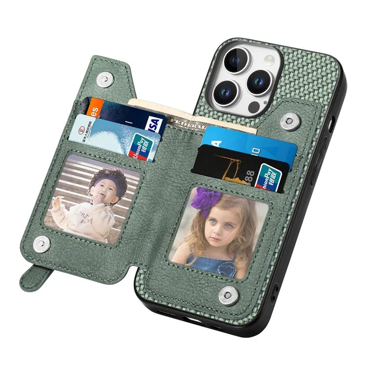 For iPhone 16 Pro Case Leather+PC+TPU Zipper Wallet Phone Shell Back Cover