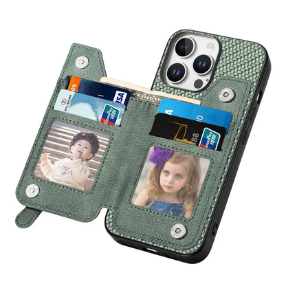 For iPhone 16 Pro Case Leather+PC+TPU Zipper Wallet Phone Shell Back Cover