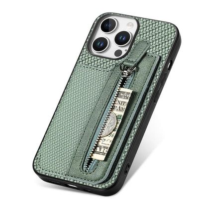 For iPhone 16 Pro Case Leather+PC+TPU Zipper Wallet Phone Shell Back Cover