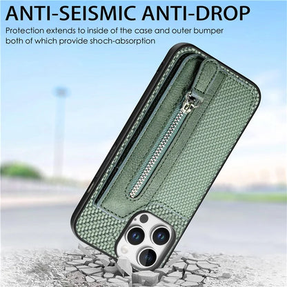 For iPhone 16 Pro Case Leather+PC+TPU Zipper Wallet Phone Shell Back Cover