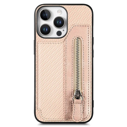 For iPhone 16 Pro Case Leather+PC+TPU Zipper Wallet Phone Shell Back Cover