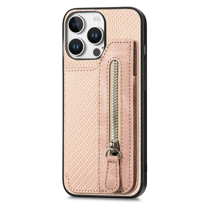 For iPhone 16 Pro Case Leather+PC+TPU Zipper Wallet Phone Shell Back Cover