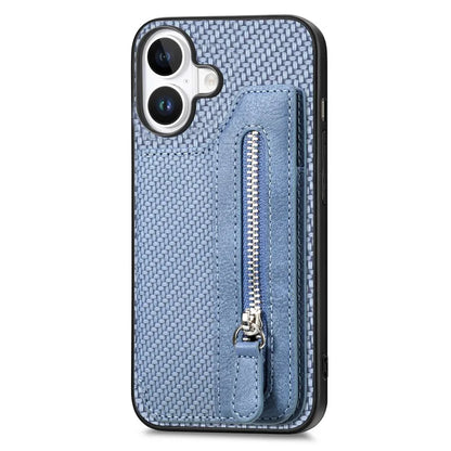 For iPhone 16 Plus Case Leather+PC+TPU Zipper Wallet Phone Shell Back Cover