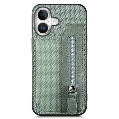 For iPhone 16 Plus Case Leather+PC+TPU Zipper Wallet Phone Shell Back Cover
