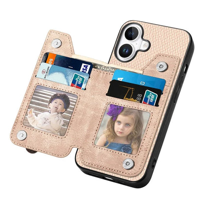 For iPhone 16 Plus Case Leather+PC+TPU Zipper Wallet Phone Shell Back Cover