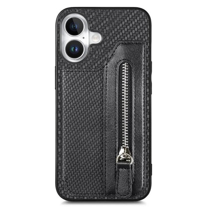 For iPhone 16 Case Leather+PC+TPU Zipper Wallet Phone Shell Back Cover