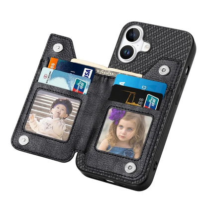For iPhone 16 Case Leather+PC+TPU Zipper Wallet Phone Shell Back Cover