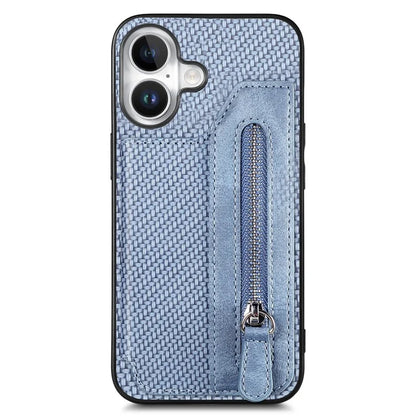 For iPhone 16 Case Leather+PC+TPU Zipper Wallet Phone Shell Back Cover