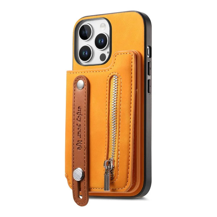 For iPhone 16 Pro Max Case Zipper Card Holder Leather+TPU+PC Phone Cover 2-in-1 Magnetic Detachable