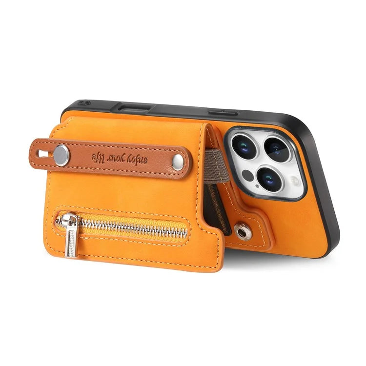 For iPhone 16 Pro Max Case Zipper Card Holder Leather+TPU+PC Phone Cover 2-in-1 Magnetic Detachable