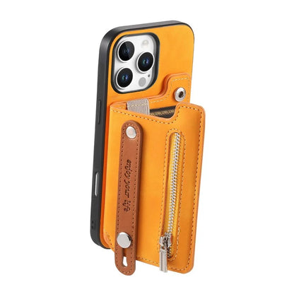 For iPhone 16 Pro Max Case Zipper Card Holder Leather+TPU+PC Phone Cover 2-in-1 Magnetic Detachable
