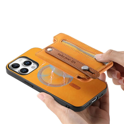 For iPhone 16 Pro Max Case Zipper Card Holder Leather+TPU+PC Phone Cover 2-in-1 Magnetic Detachable