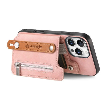For iPhone 16 Pro Max Case Zipper Card Holder Leather+TPU+PC Phone Cover 2-in-1 Magnetic Detachable