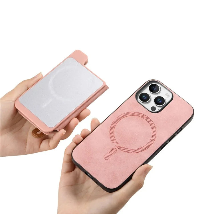 For iPhone 16 Pro Max Case Zipper Card Holder Leather+TPU+PC Phone Cover 2-in-1 Magnetic Detachable