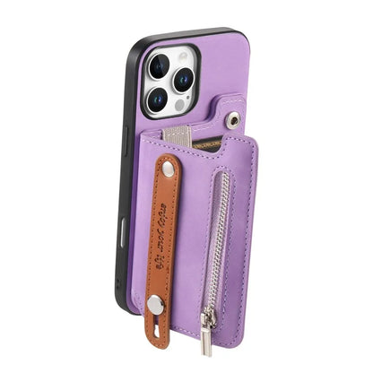 For iPhone 16 Pro Max Case Zipper Card Holder Leather+TPU+PC Phone Cover 2-in-1 Magnetic Detachable