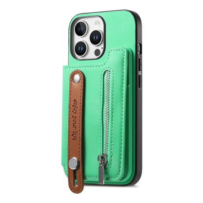 For iPhone 16 Pro Max Case Zipper Card Holder Leather+TPU+PC Phone Cover 2-in-1 Magnetic Detachable