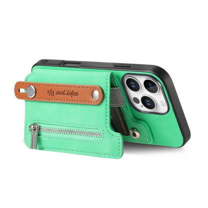 For iPhone 16 Pro Max Case Zipper Card Holder Leather+TPU+PC Phone Cover 2-in-1 Magnetic Detachable