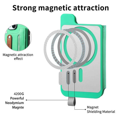 For iPhone 16 Pro Max Case Zipper Card Holder Leather+TPU+PC Phone Cover 2-in-1 Magnetic Detachable