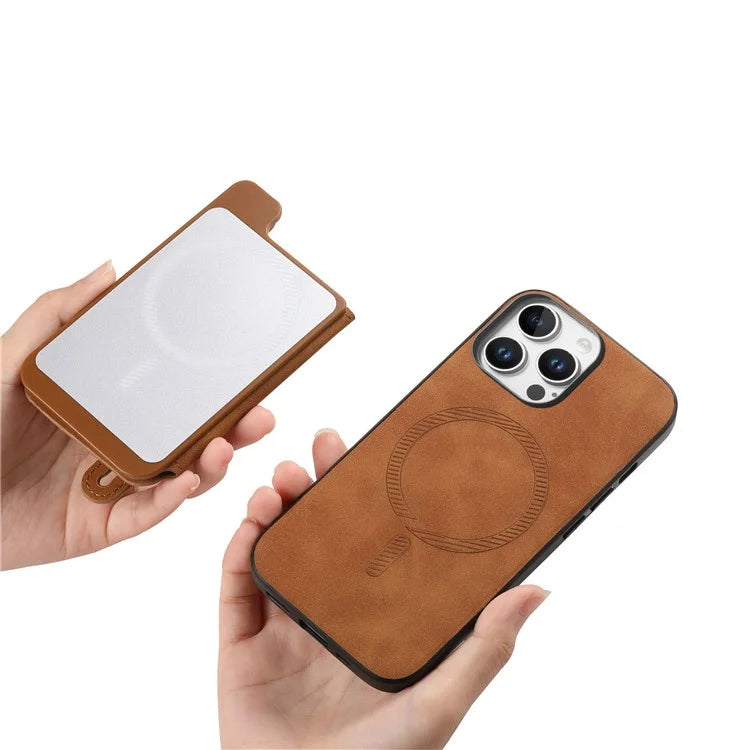 For iPhone 16 Pro Max Case Zipper Card Holder Leather+TPU+PC Phone Cover 2-in-1 Magnetic Detachable