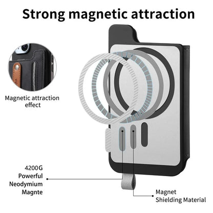For iPhone 16 Pro Max Case Zipper Card Holder Leather+TPU+PC Phone Cover 2-in-1 Magnetic Detachable