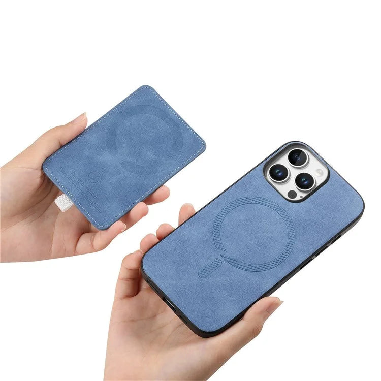 For iPhone 16 Pro Max Case Ring Kickstand Leather+TPU+PC Phone Cover Detachable 2-in-1 Card Holder