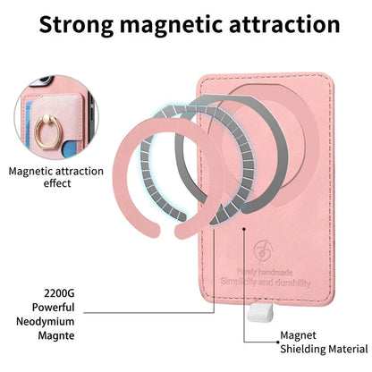 For iPhone 16 Pro Max Case Ring Kickstand Leather+TPU+PC Phone Cover Detachable 2-in-1 Card Holder