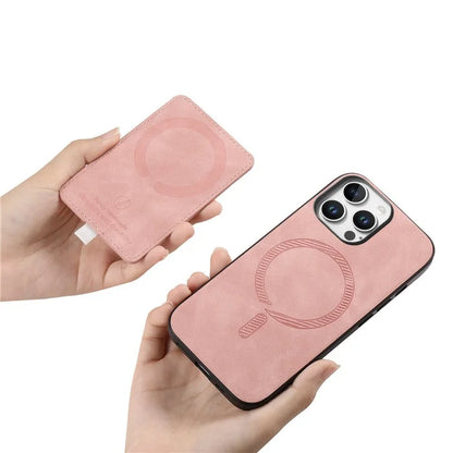 For iPhone 16 Pro Max Case Ring Kickstand Leather+TPU+PC Phone Cover Detachable 2-in-1 Card Holder