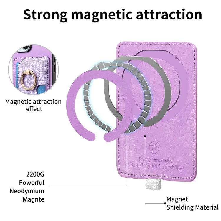 For iPhone 16 Pro Max Case Ring Kickstand Leather+TPU+PC Phone Cover Detachable 2-in-1 Card Holder