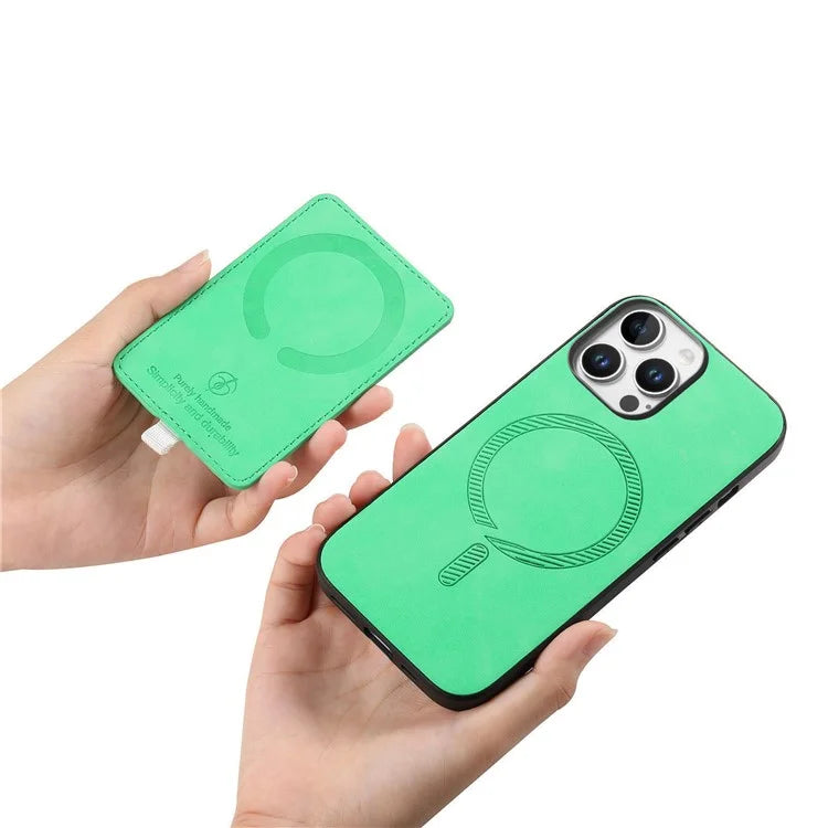 For iPhone 16 Pro Max Case Ring Kickstand Leather+TPU+PC Phone Cover Detachable 2-in-1 Card Holder